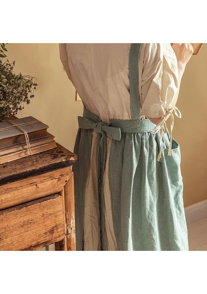 No.1 Tarzı 2021 Yeni Retro Ortaçağ Pamuk Keten Pişirme Mutfak Önlükleri Kadın Elbise Çiçek Dükkanı Önlük Kuaför Önlüğü Bahçe Genel (Yurt Dışından)