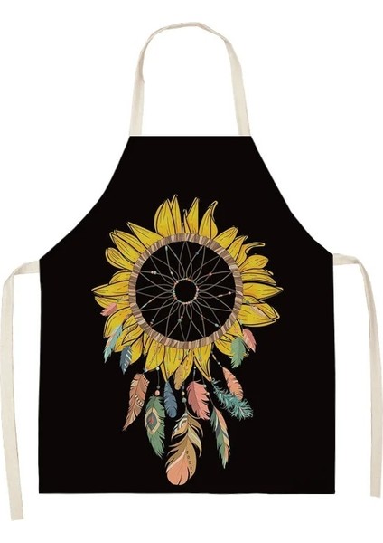 2WQ-46287-002 Stili Unflower Desen Temizleme Sanatı Yeşil Önlükler 53*65 cm Ev Pişirme Bel Önlüğü Pamuk Keten Komik Önlük Temizleme Araçları (Yurt Dışından)