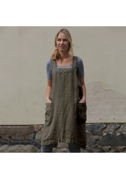 Haki Stili 4xl Japon Tarzı Pamuklu ve Keten Önlük Ev Düz Renk Çapraz Bandaj X-Şekilli Arka Mutfak Pişirme Kıyafetleri WF928 (Yurt Dışından) indirimleri