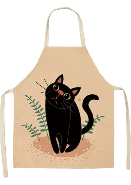 No.12 Tarzı 68X55CM Yetişkin Boyutu Karikatür Kedi Baskılı Mutfak Önlüğü Pamuk Keten Kolsuz Erkek Kadın Şef Pişirme Önlükleri Mutfak Aksesuarları 68*55 cm Delantales (Yurt Dışından)