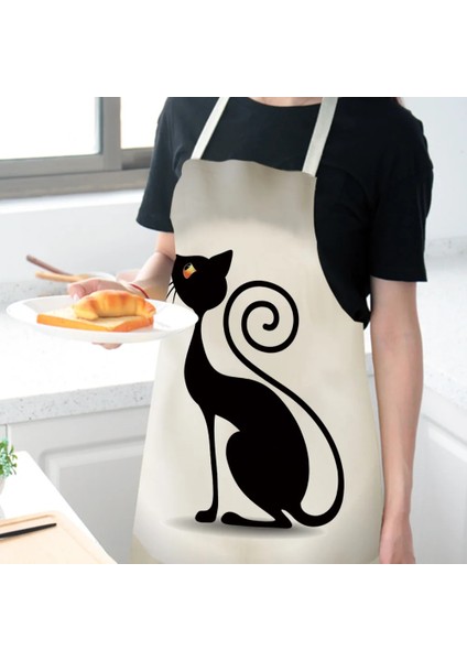 No.12 Tarzı 68X55CM Yetişkin Boyutu Karikatür Kedi Baskılı Mutfak Önlüğü Pamuk Keten Kolsuz Erkek Kadın Şef Pişirme Önlükleri Mutfak Aksesuarları 68*55 cm Delantales (Yurt Dışından)
