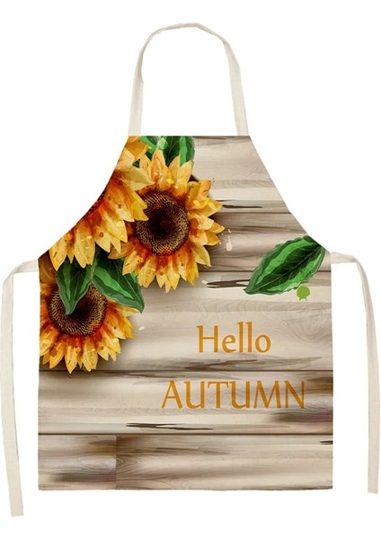 2WQ-46287-022 Stili Unflower Desen Temizleme Sanatı Yeşil Önlükler 53*65 cm Ev Pişirme Bel Önlüğü Pamuk Keten Komik Önlük Temizleme Araçları (Yurt Dışından)