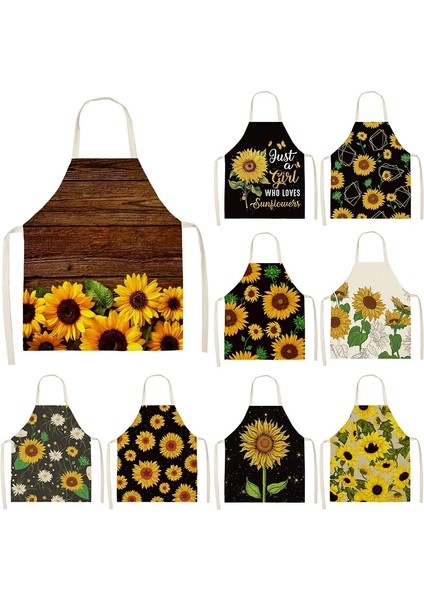 2WQ-46287-001 Stili Unflower Desen Temizleme Sanatı Yeşil Önlükler 53*65 cm Ev Pişirme Bel Önlüğü Pamuk Keten Komik Önlük Temizleme Araçları (Yurt Dışından) fırsatları