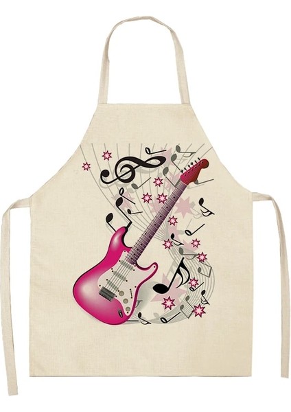 2WQ-WQL0141-16 Stili Nota Gitar Piyano Mutfak Önlükleri Kadın Pamuk Keten Önlükler Ev Temizlik Önlük Ev Pişirme Önlüğü 53*65 cm WQL0141 (Yurt Dışından)