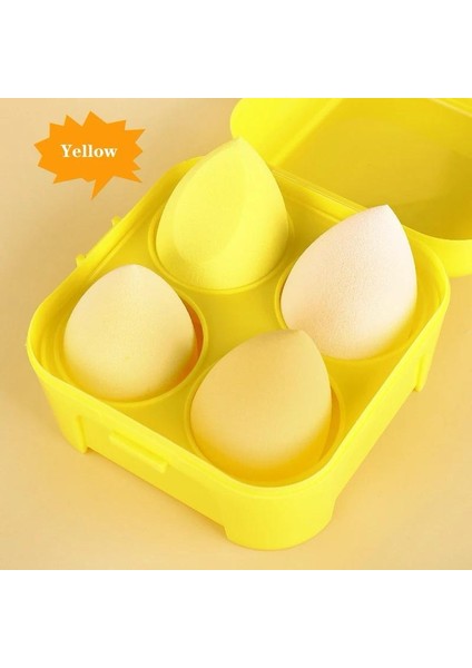 Plastik Kutulu Renkli Makyaj Sünger Seti 4'lü