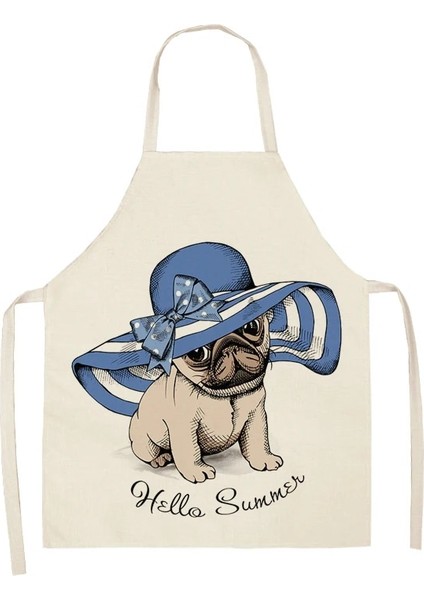 No.21 Tarzı 47X38CM Bulldog Dachshund Pug Köpek Kadın Için Baskılı Mutfak Önlüğü Pamuk Keten Önlük Ev Pişirme Pişirme Temizleme Aracı Adam Çocuk Önlükleri (Yurt Dışından)