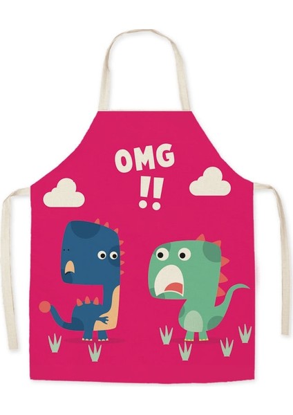 No.6 Tarzı 47X38CM Yeni Ebeveyn-Çocuk Mutfak Önlüğü Karikatür Dinozor Baskılı Keten Pişirme Pişirme Önlükleri Kadınlar Için Ev Temizlik Önlüğü Şef Önlüğü (Yurt Dışından)