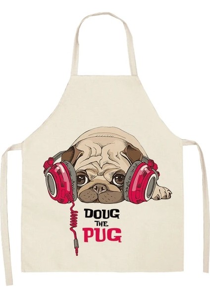 No.5 Tarzı 47X38CM Bulldog Dachshund Pug Köpek Kadın Için Baskılı Mutfak Önlüğü Pamuk Keten Önlük Ev Pişirme Pişirme Temizleme Aracı Adam Çocuk Önlükleri (Yurt Dışından)