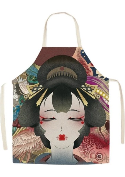 No.45 Tarzı 47X38CM Çocuk Boyutu Yeni Japon Tarzı Keten Kumaş Su Geçirmez, Ev Ulusal Gelgit, Yağ Geçirmez Kemer, Mutfak Yetişkin Kolsuz Halter Önlük (Yurt Dışından)