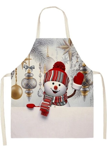 No.20 Tarzı Çocuklar L56CM G45CM Noel Kardan Adam Desen Mutfak Önlüğü cm Womankids Kolsuz Pamuk Keten Önlükleri Pişirme Su Geçirmez Ev Temizleme Araçları (Yurt Dışından)