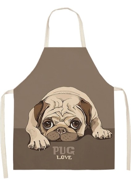 No.17 Stili 47X38CM Bulldog Dachshund Pug Köpek Kadın Için Baskılı Mutfak Önlüğü Pamuk Keten Önlük Ev Pişirme Pişirme Temizleme Aracı Adam Çocuk Önlükleri (Yurt Dışından)