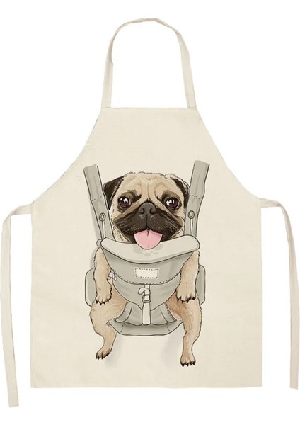 No.23 Tarzı 47X38CM Bulldog Dachshund Pug Köpek Kadın Için Baskılı Mutfak Önlüğü Pamuk Keten Önlük Ev Pişirme Pişirme Temizleme Aracı Adam Çocuk Önlükleri (Yurt Dışından)