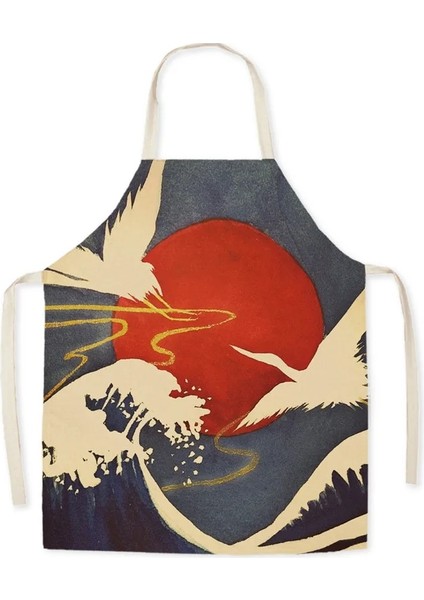 No.6 Tarzı 68X55CM Yetişkin Boyutu Yeni Japon Tarzı Keten Kumaş Su Geçirmez, Ev Ulusal Gelgit, Yağ Geçirmez Kemer, Mutfak Yetişkin Kolsuz Halter Önlük (Yurt Dışından) fırsatları