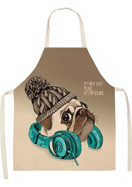 No.22 Tarzı 47X38CM Bulldog Dachshund Pug Köpek Kadın Için Baskılı Mutfak Önlüğü Pamuk Keten Önlük Ev Pişirme Pişirme Temizleme Aracı Adam Çocuk Önlükleri (Yurt Dışından)