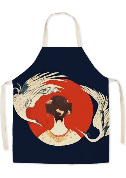 No.8 Stili 68X55CM Yetişkin Boyutu Yeni Japon Tarzı Keten Kumaş Su Geçirmez, Ev Ulusal Gelgit, Yağ Geçirmez Kemer, Mutfak Yetişkin Kolsuz Halter Önlük (Yurt Dışından) modelleri