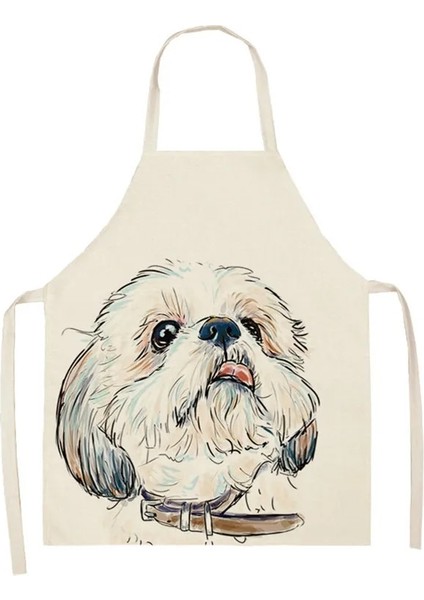 No.21 Tarzı 47X38CM Çocuk Boyutu Ev Güzel Kadınlar Için Köpek Mutfak Önlükleri Kolsuz Pamuk Keten Önlükleri Ev Pişirme Pişirme Önlükleri Temizleme Araçları Delantal Cocina (Yurt Dışından)