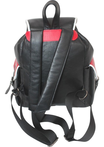 Hakiki Deri Sırt Çantası Siyah Kırmızı Beyaz Garnili 3 Cep Model ÇNTDRSYHKRMZBYZ3CEP01 Okulda,İşte,Kursta,Tatilde fırsatları