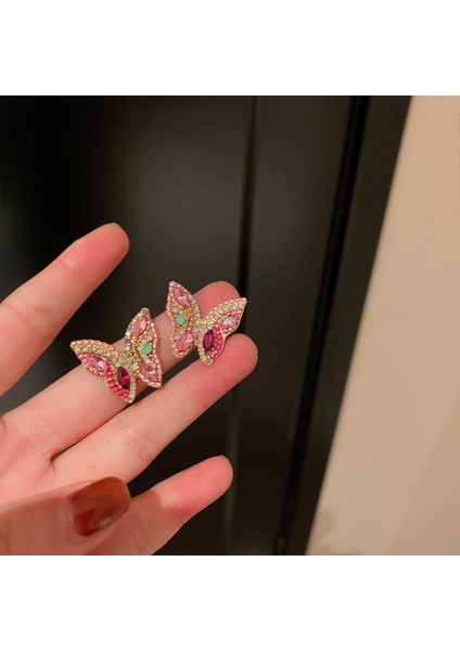 Kadın Pembe Kelebek Küpe, Şık ve Çok Yönlü (Yurt Dışından)