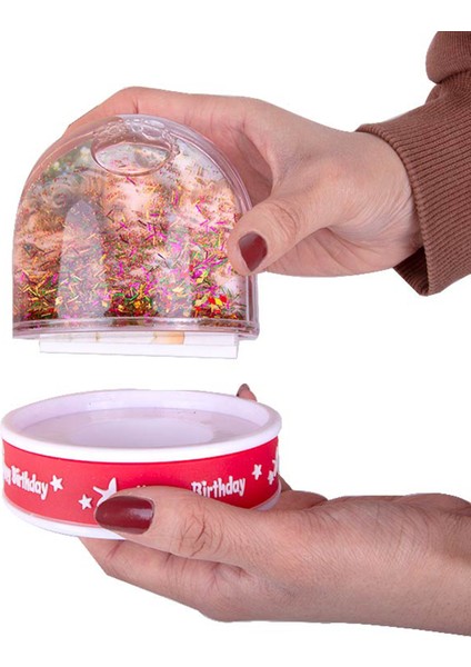 Müzikli LED Işıklı Happy Birthday Yazılı Kar Küresi Fotoğraf Çerçevesi