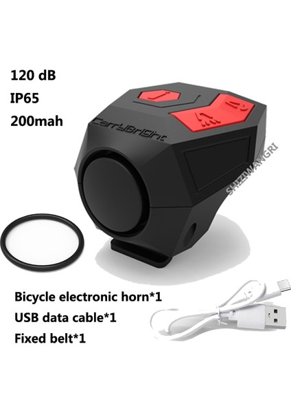 Siyah Stil 120DB Elektrikli Bisiklet Kornası Bisiklet Yüksek Sesle Zil Bisiklet Zili Elektrikli Uyarı Sesi Pil ile Scooter Için Bisiklet Aksesuarları (Yurt Dışından)
