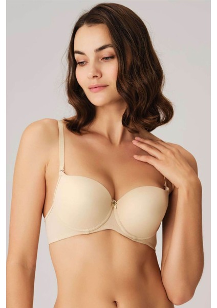 Kadın Balenli Desteksiz Beyaz Dolgusuz Askıları Çıkabilen Günlük Klasik T-Shirt Sütyeni modelleri