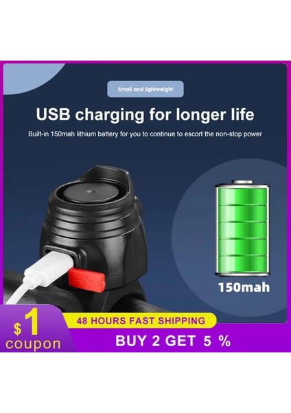 C03 Stili Bisiklet Zili USB Şarj Edilebilir Bisiklet Motosiklet Elektrikli Zil Korna Gidon Mtb Yol Bisiklet Alarm Kornası Bisiklet Aksesuarları (Yurt Dışından)