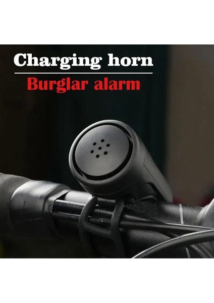 Siyah Stil Bisiklet Elektronik Korna Şarj Edilebilir Güvenlik Alarm Kornası Bisiklet Gidon Alarm Zili USB Şarj Edilebilir Bisiklet Sürme Aksesuarları (Yurt Dışından)