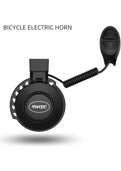 Siyah Stil Twooc Bisiklet Elektronik Korna Ses Ayarı 4 Çeşit Clagtones Şarj Edilebilir 100DB Sert Değil Yol Dağ Bisikleti (Yurt Dışından)