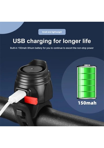 Siyah Stil USB Şarj Edilebilir Bisiklet Motosiklet Elektrikli Zil Korna Yol Bisikleti Dağ Bisikleti Çocuk Araba Uyarı Elektrikli Zil Bisiklet Accesso (Yurt Dışından) indirimleri
