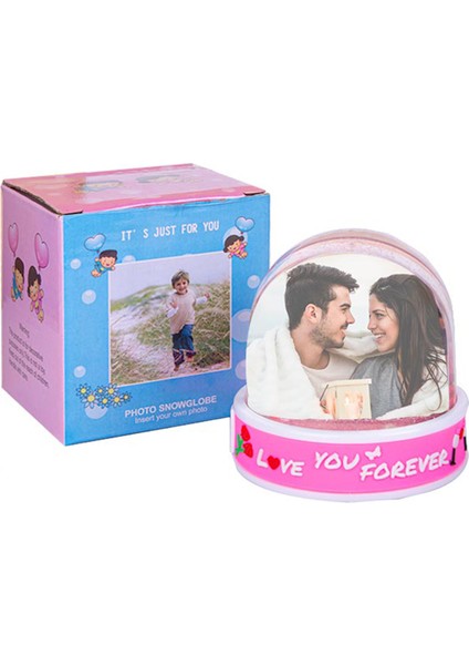 LED Işıklı Müzikli Forever Love Kiss Yazılı Kar Küresi Fotoğraf Çerçevesi