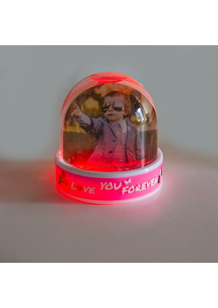 LED Işıklı Müzikli Forever Love Kiss Yazılı Kar Küresi Fotoğraf Çerçevesi