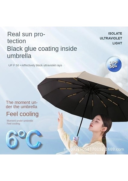 Lbw Otomatik Güneş Şemsiyesi Uv Moda Otomatik Şemsiye - Bej (Yurt Dışından)
