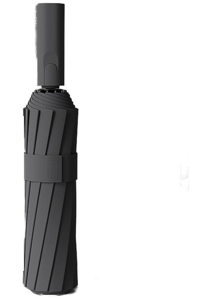 Hss 60-Bone Şemsiye Güneşli ve Yağmurlu Çift Kullanımlı Otomatik Şemsiye Rüzgara Dayanıklı ve Uv Işınlarına Dayanıklı Güçlendirilmiş Şemsiye -Siyah (Yurt Dışından)
