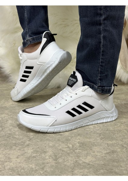 Günlük Erkek Sneaker Fileli Bağcıklı Rahat Esnek Dikiş Detaylı Yürüyüş Spor Ayakkabı 1453 indirimleri