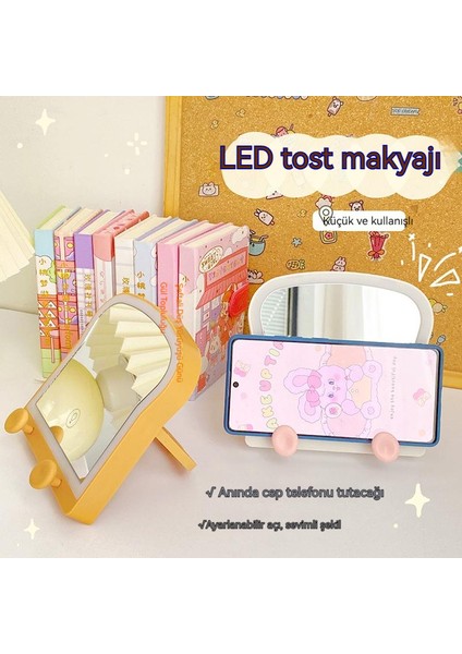 Yaratıcı LED Makyaj Aynası Tost Ekmeği Şekli Dolum Aynası (Yurt Dışından)