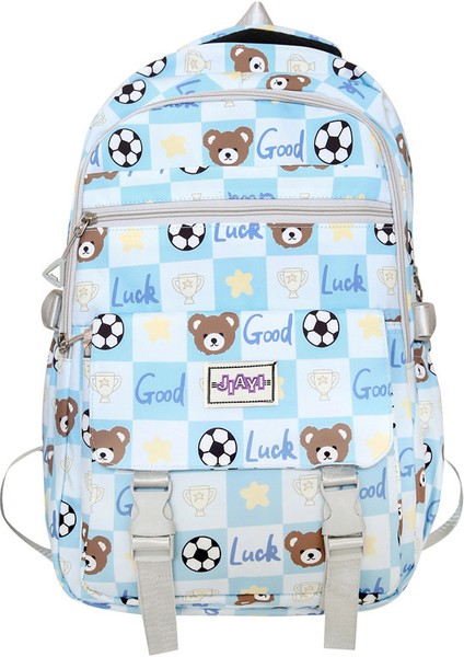 Trendy Nylon Fashionable Cartoon Backpack Korean Edition Fasual Simple Large Capacity Student Backpack (Yurt Dışından)