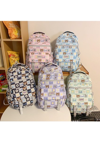 Trendy Nylon Fashionable Cartoon Backpack Korean Edition Fasual Simple Large Capacity Student Backpack (Yurt Dışından)