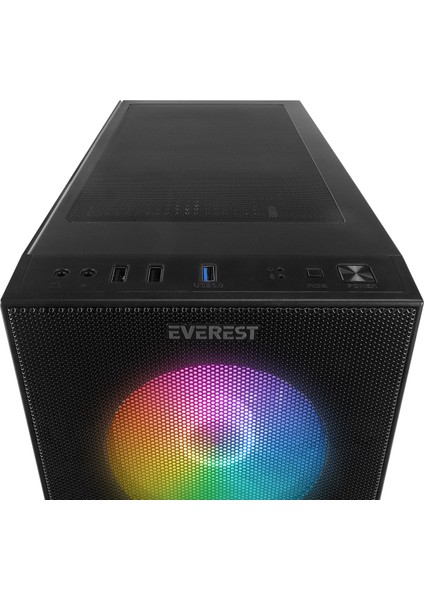 Faced V3 Mesh 500W Temperli Camlı 4X12CM Sabit Rainbow Fanlı Atx Mid-T Gaming Oyuncu Kasası