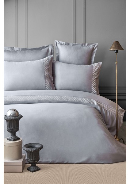 Hera Gray Çift Kişilik %60 Bambu %40 Pamuk Nakışlı Nevresim Takımı