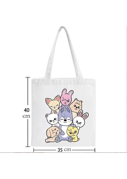 Kpop Sokak Çocuk Skzoo Makyaj Çantası Skz Omuz Çantası Tuval Baskı Basit Yaratıcı Skz Hayranları Için (Yurt Dışından) fırsatları