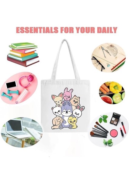 Kpop Sokak Çocuk Skzoo Makyaj Çantası Skz Omuz Çantası Tuval Baskı Basit Yaratıcı Skz Hayranları Için (Yurt Dışından) fırsatları