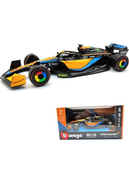 1:43 2022 F1 Mclaren MCL36 #3 Daniel Ricciardo #4 Lando Norris Alaşım Lüks Araç Pres Döküm Araba Modeli Oyuncak (2022 MCL36 #3) (Yurt Dışından)