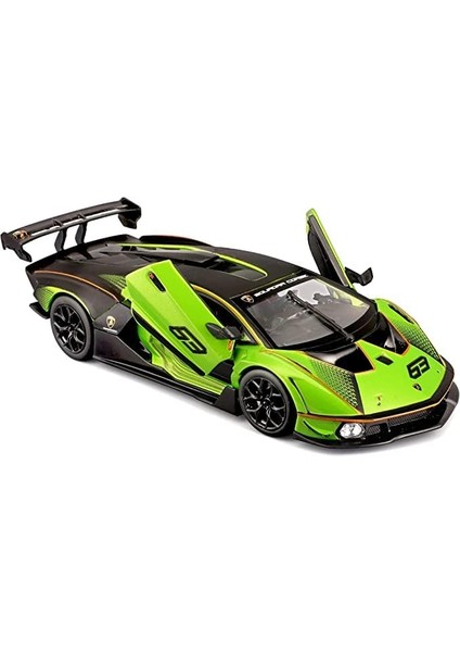Lambo Essenza SCV12#63 Yeşil Metalik ve Siyah Yarış Serisi 1/24 Pres Döküm Model Araba, Bburago 28017GRN (Yurt Dışından) modelleri