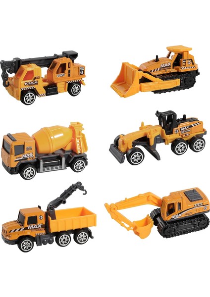 Inşaat Kamyonu Oyuncakları, 6 Adet Mini Mühendis Araba Oyuncakları Küçük Inşaat Aracı Buldozer Silindir Ekskavatör Çimento Karıştırıcı Kamyon Damperli Traktör Kek Topper Parti Hedi (Yurt Dışından)
