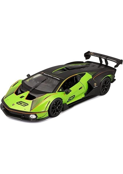 Lambo Essenza SCV12#63 Yeşil Metalik ve Siyah Yarış Serisi 1/24 Pres Döküm Model Araba, Bburago 28017GRN (Yurt Dışından)