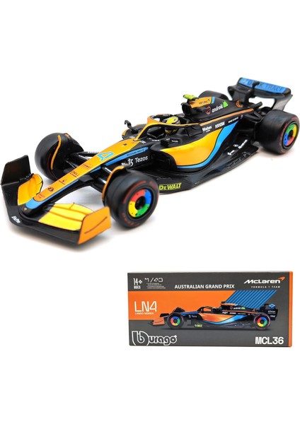1:43 2022 F1 Mclaren MCL36 #3 Daniel Ricciardo #4 Lando Norris Alaşım Lüks Araç Pres Döküm Araba Modeli Oyuncak (2022 MCL36 #4 Ciltli) (Yurt Dışından)