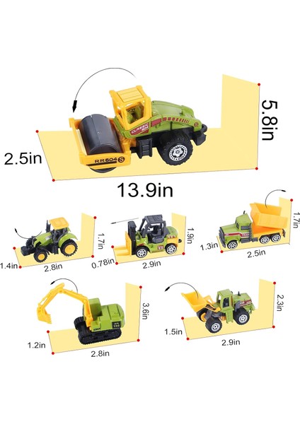 Mini Inşaat Kamyonu Oyuncakları, Küçük Inşaat Oyuncakları 6 Adet Döküm Inşaat Araçları Traktör Oyuncakları Kum Araç Playset Forklift Silindir Damperli Kamyon Traktör Ekskavatör Bul (Yurt Dışından) fiyatları