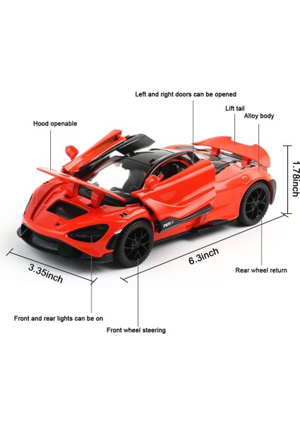 Döküm Oyuncak Araba Mclaren 765LT Spor Araba Modeli, Çinko Alaşım Simülasyon Döküm Geri Çekme Araçları, 1:32 Ölçekli Mini Süper Araba Oyuncakları, Bebekler Çocuklar Için Işıklar ve (Yurt Dışından) modelleri