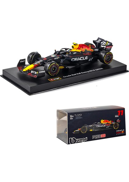 Bburago 1:43 Yeni 2022 F1 Red Bull Racing RB18 1 # Verstappen 11 # Perez Özel Boya Formula Bir Alaşım Süper Oyuncak Araba Modeli (RB18 #11 W/akrilik Kutu) (Yurt Dışından)