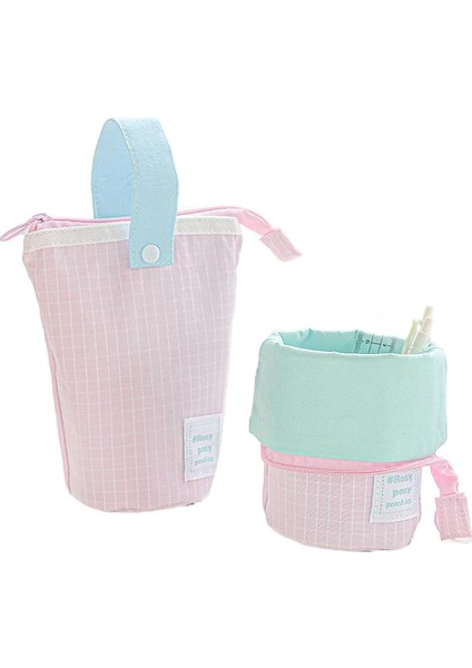 Dikey Kalemlik, Katlanabilir Kalem Çantası, Yüksek Görünümlü, Geniş Kapasiteli Fermuarlı Kırtasiye Saklama Çantası (Yurt Dışından)